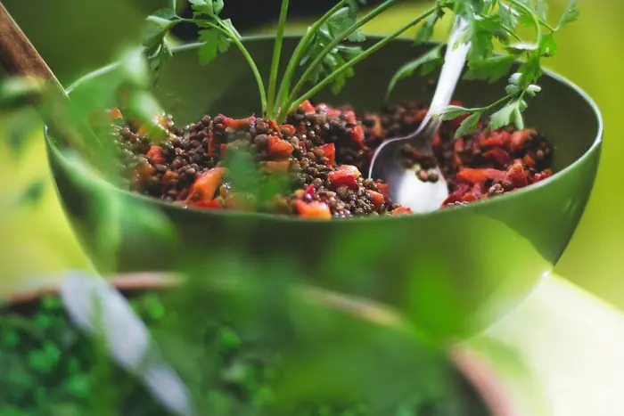 Foto de Ensalada tibia de lentejas con verduras asadas